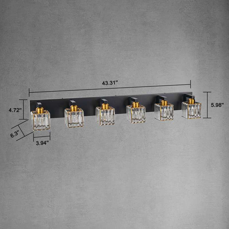 Éclairage pour meuble-lavabo à intensité variable Paislyn, Noir mat / Or, 6