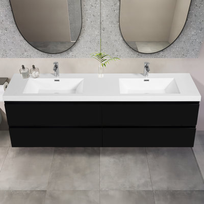 Leonelo 72'' Double Bathroom Vanity with Resin Top