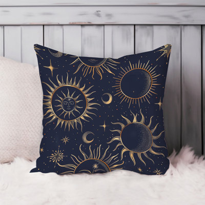 Astronomy and Space Astrology Sun Pattern I Boho Bohemian Throw Pillow Cover
