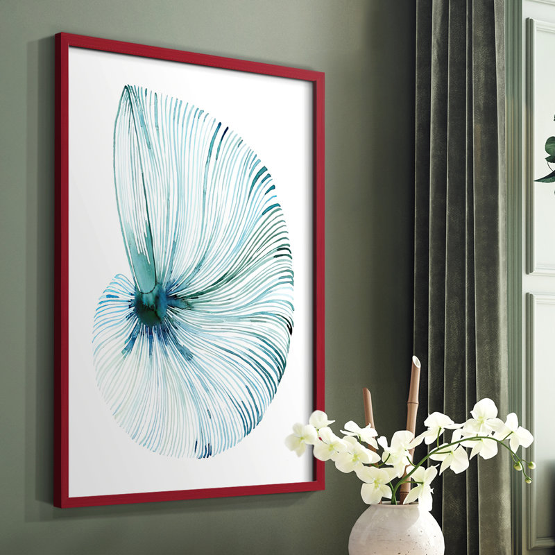 Œil de l'océan I, reproduction encadrée - bois massif, Cadre simple rouge, H 10 po x l 8 po