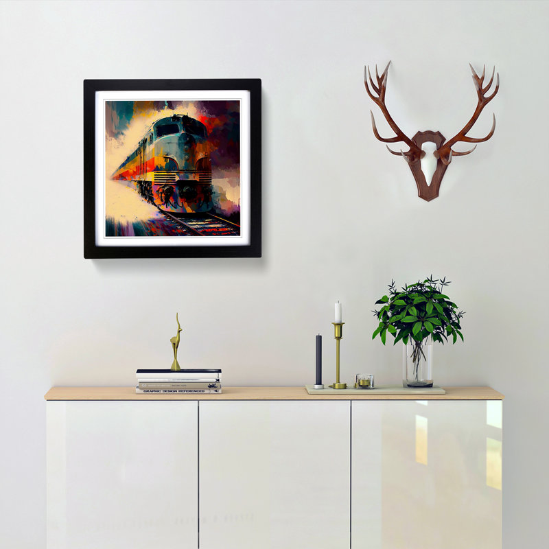 Train Abstract Expressionism - Framed Print, Black