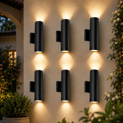 6-Pack 12" Modern LED Up and Down Wall Sconce – Aluminum  Round Wall Light, IP65 Waterproof