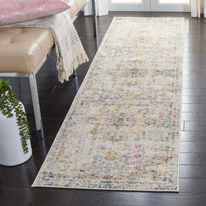 Felty Oriental Grey / Gold Area Rug, Runner 2'2" x 18'