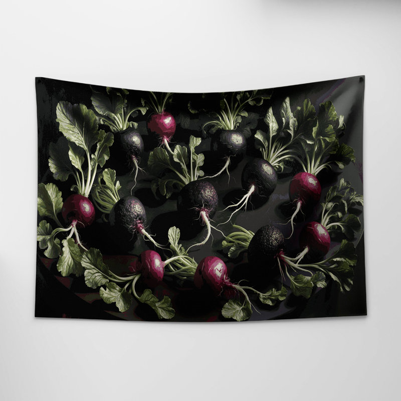 Tapisserie murale légumes et radis noirs, 88 po x 104 po