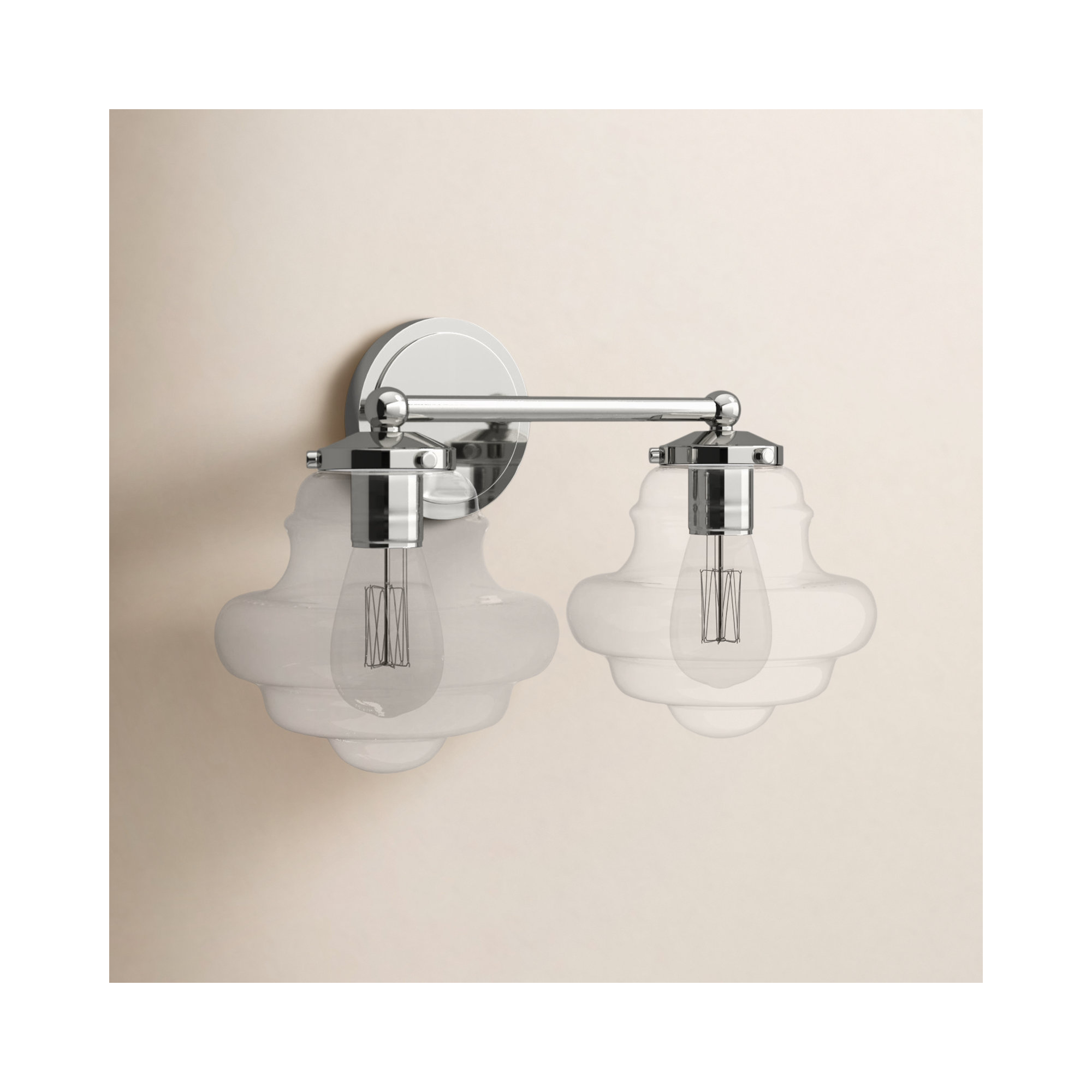 Marah 2 Light Transparent Dimmable Vanity Light, Polished Nickel