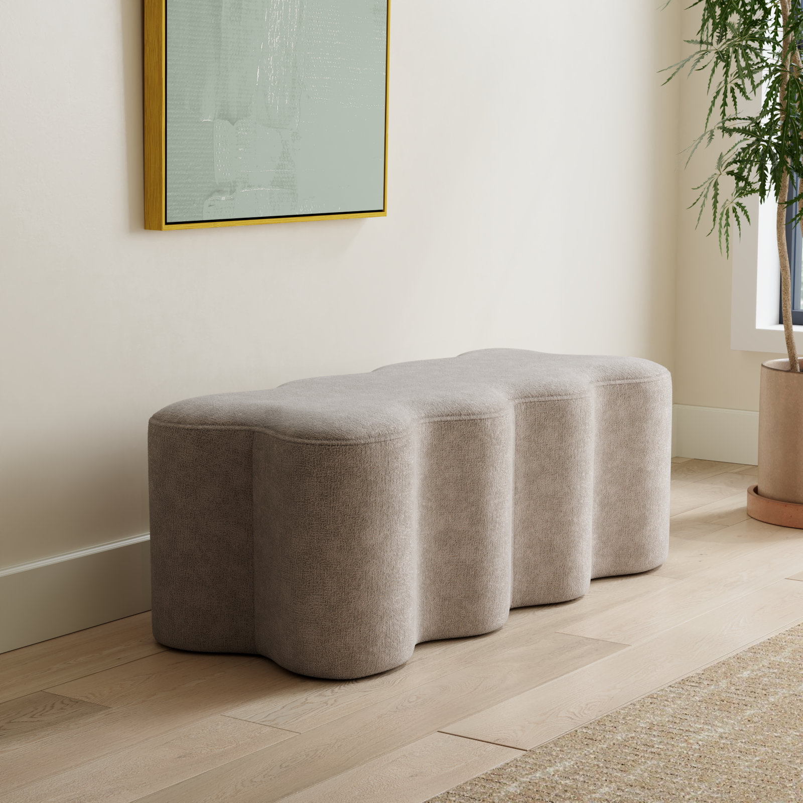 Sellma 48" Bedroom Bench, Light Brown Chenille