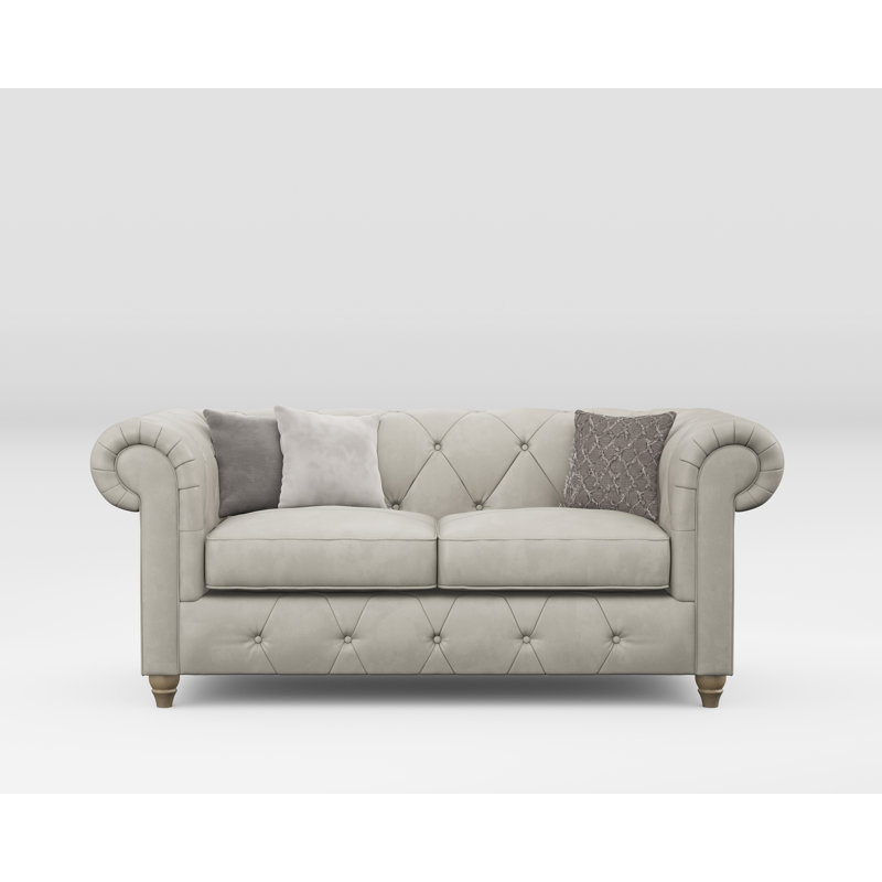 Melrose 2 Seater Leather Sofa, Walnut, Cloud Grey