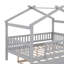 Full size wooden house bed with trundle-1443605070