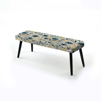Banc rembourré floral noir