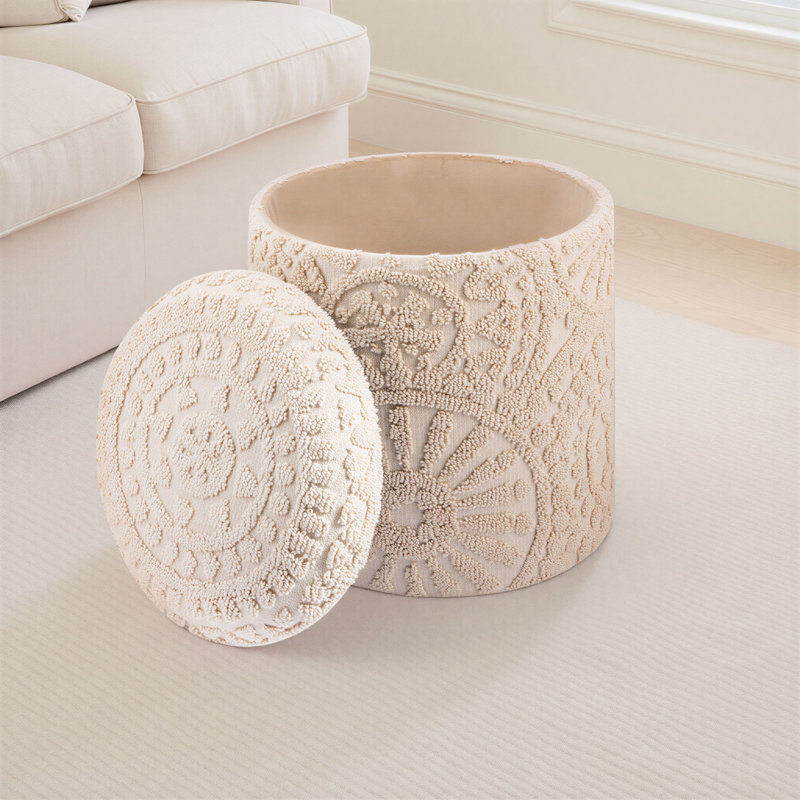 Repose-pieds rond élégant avec rangement caché ivoire Elegant