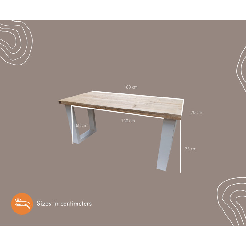 Gossoncourt Solid Wood Writing Desk, 75cm H x 160cm W x 70cm D, White