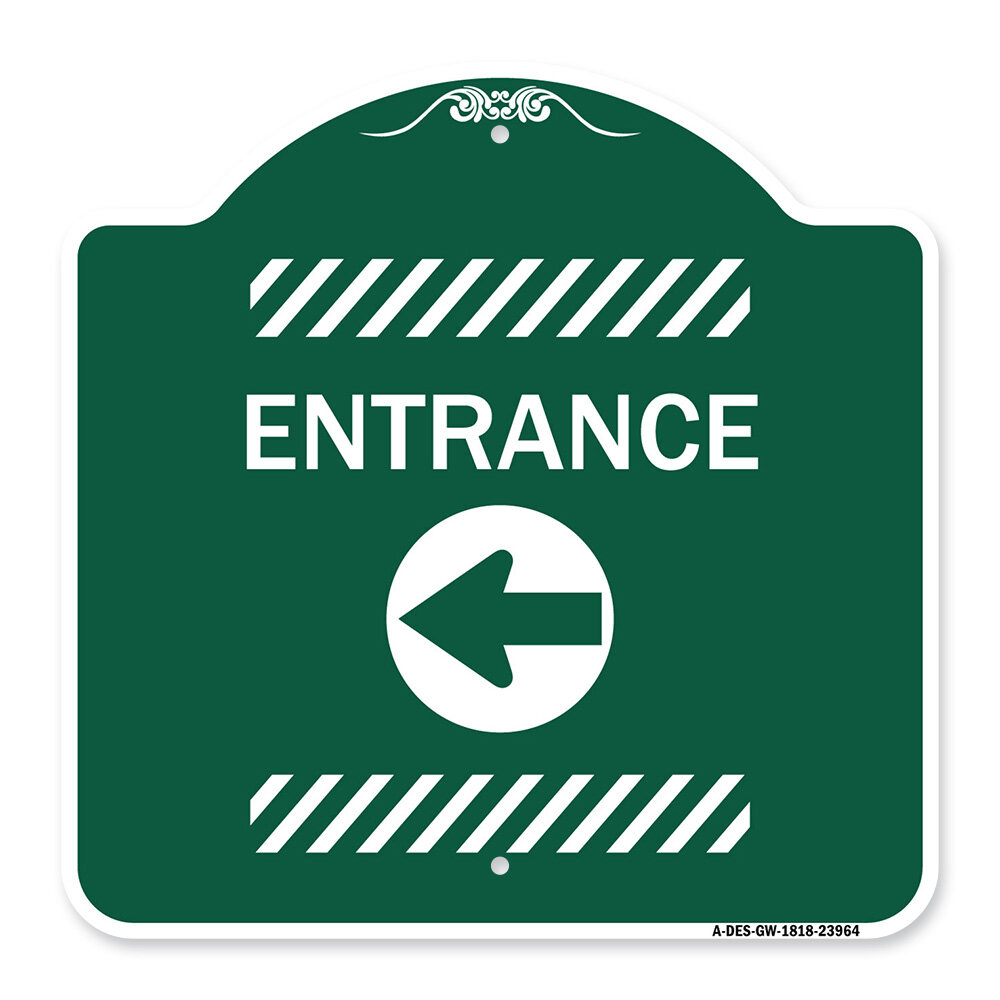 Signmission Designer Series Sign - Entrance Left Arrow | Green & White ...