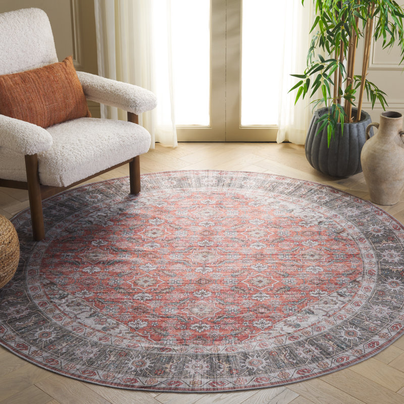 Axzel Machine Washable Performance Oriental Rug, Round 6'