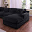 Canapé modulaire en chenille gris anthracite à 5 places avec méridienne orientée vers la droite, console d'angle, 1 port de charge en C et A, profondeur de 22,5 po, 3 coussins décoratifs d'une hauteur de 24 po, coussins, pieds en plastique noir de 2 po, sièges rembourrés en mousse