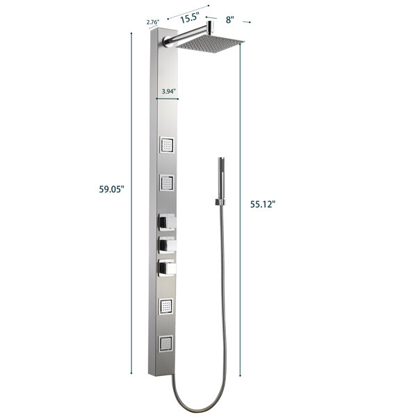 FURUISI 59'' Shower Panel with Adjustable Shower Head & Reviews | Wayfair