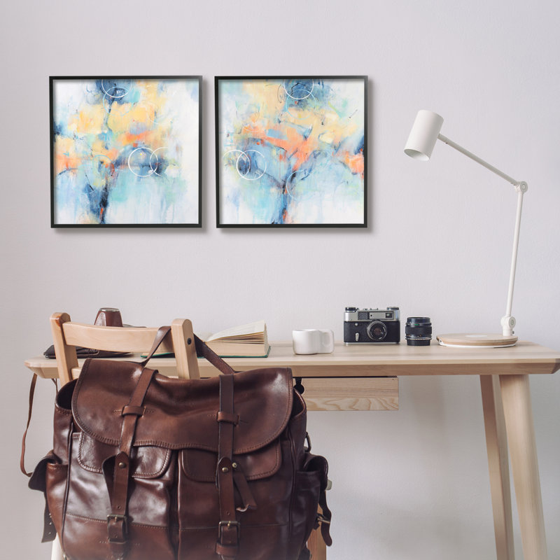 «Abstract Flower Blossoms Layered», Giclée encadrée noir minuit, L 17 po x H 17 po