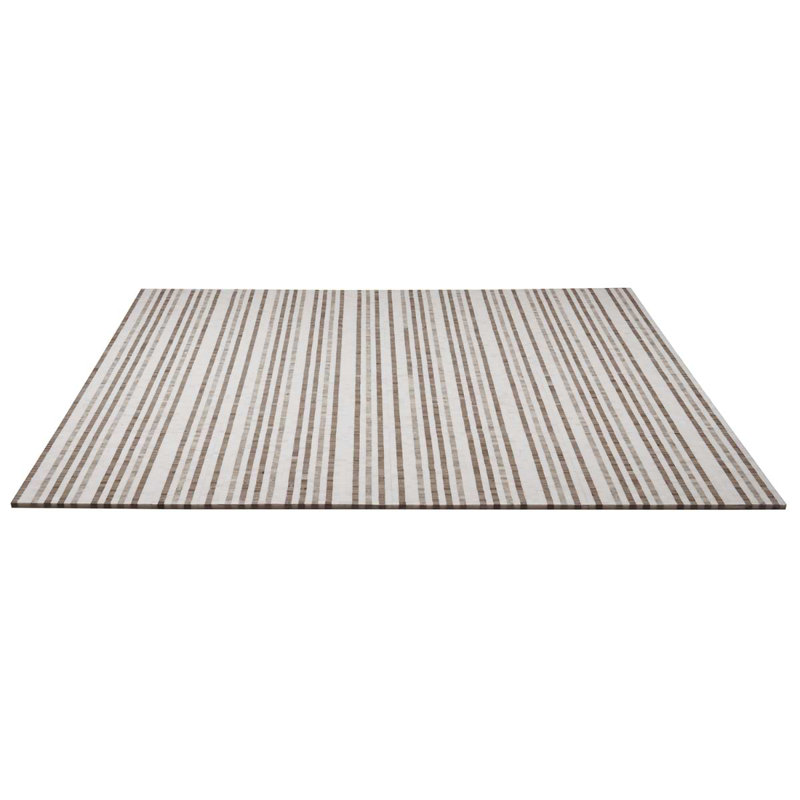 Microsaic Lines Storm Polished Marble Mosaic Tile, Beige