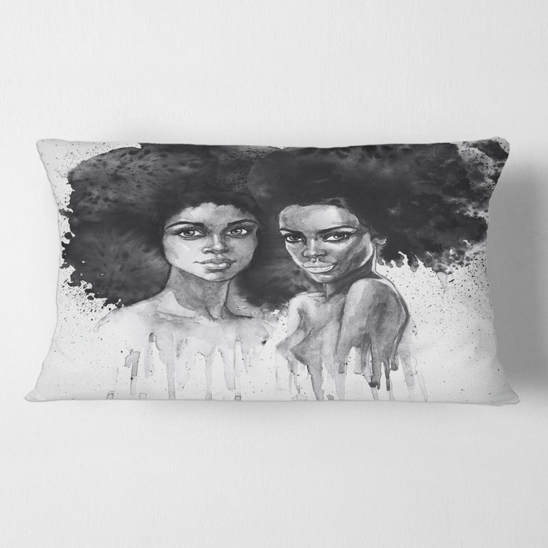 Portrait d'une femme afro-américaine - Housse de coussin rectangulaire et insert