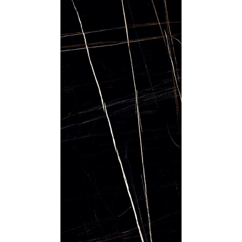 Carreau en porcelaine noir brillant 32 po x 64 po Sahara Noir