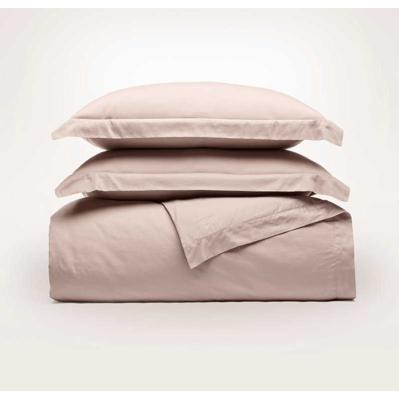Signature Hemmed Duvet Set, King Duvet Cover + 2 King Shams, Dusty Rose