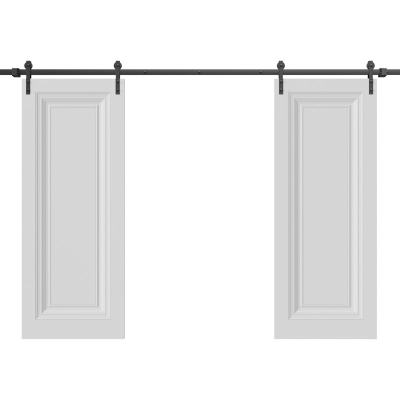 Double porte de grange ESSENTIAL 1111 Rail blanc ensemble de rails intérieur solide, 60 po x 84 po