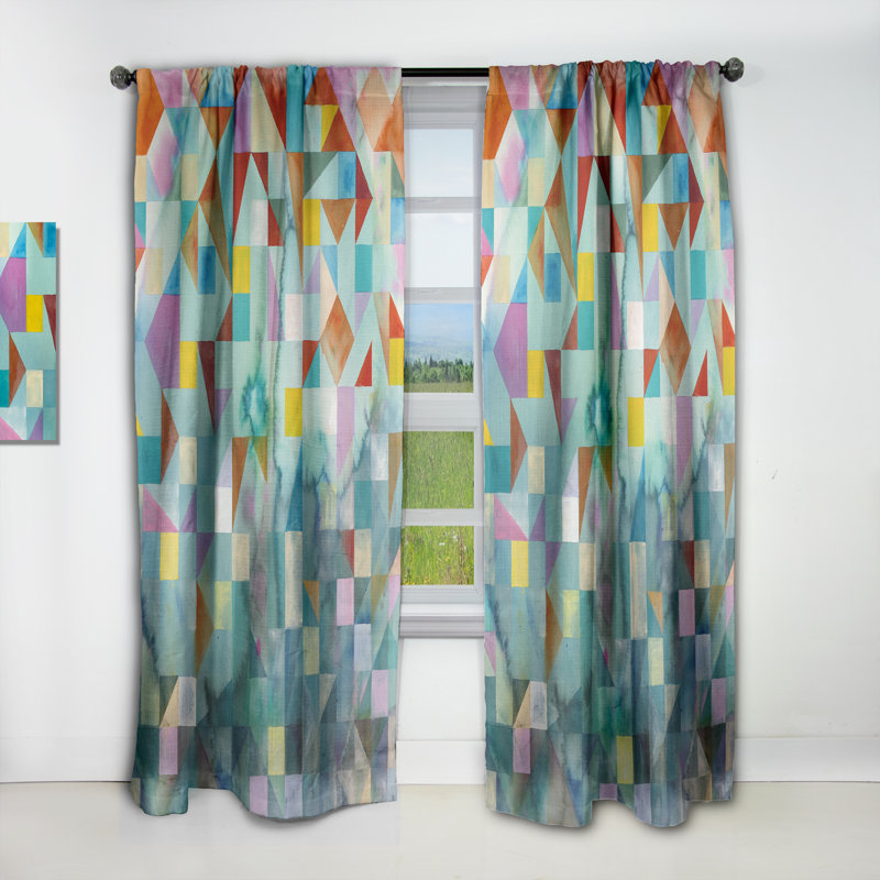 Rideau simple occultant Modern Patchwork, L 52 po x L 108 po