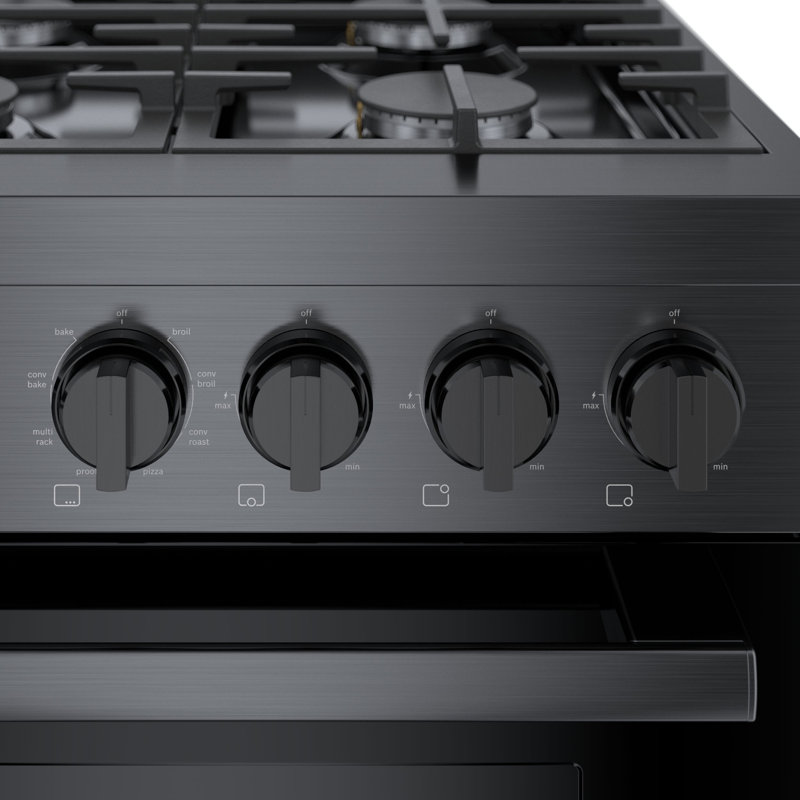 800 Series 36" 3.7 cu. ft. Freestanding Dual Fuel Range with True European Convection, Black