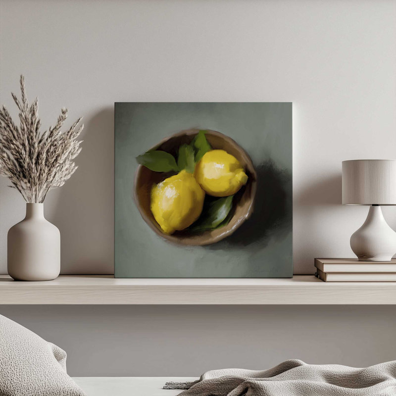 «Lemons With Leaves» par Dan Hobday, reproduction, L 30 po x H 30 po, Wrapped Canvas, Does Not Apply