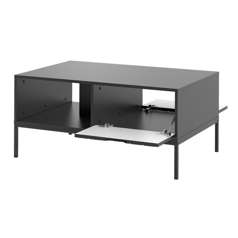 Rodrico Coffee Table with Storage, Black, Black