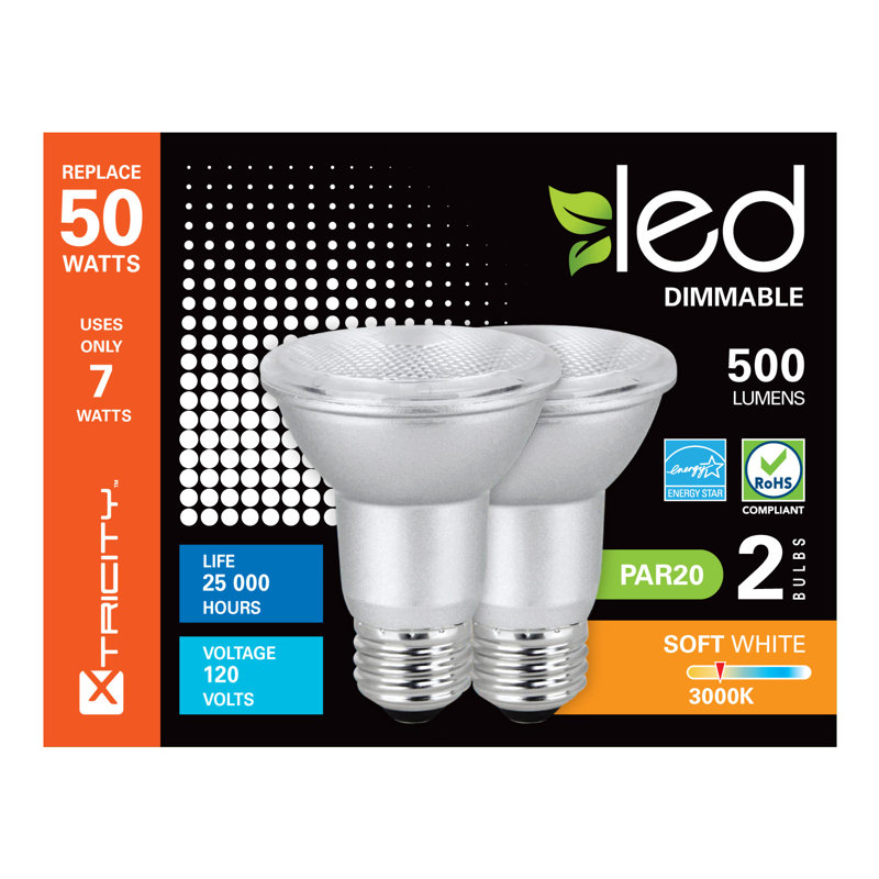 Ampoule à lumière del à luminosité e26, 2, 3000 K