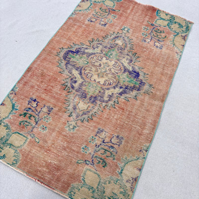 Tapis vintage orange en laine patchwork 1,5 x 2,5 pi Vintage