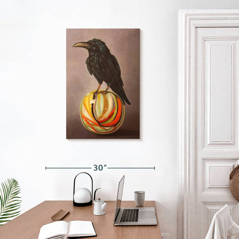 Corbeau Brampt sur un marbre, H 30 po x l 20 po