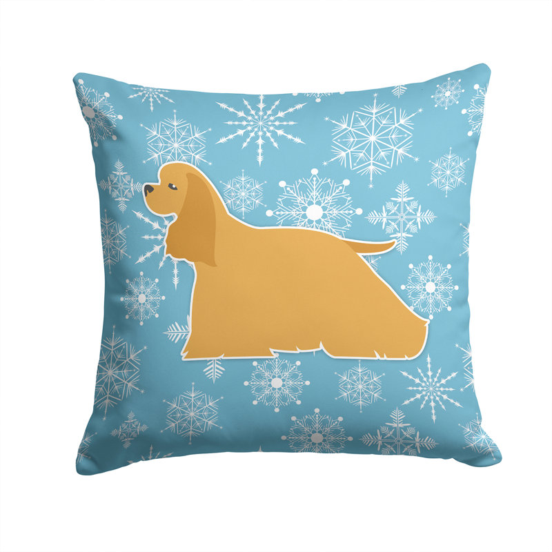 Coussin intérieur/extérieur en flocons d’hiver, H 14 po x l 14 po x P 3 po