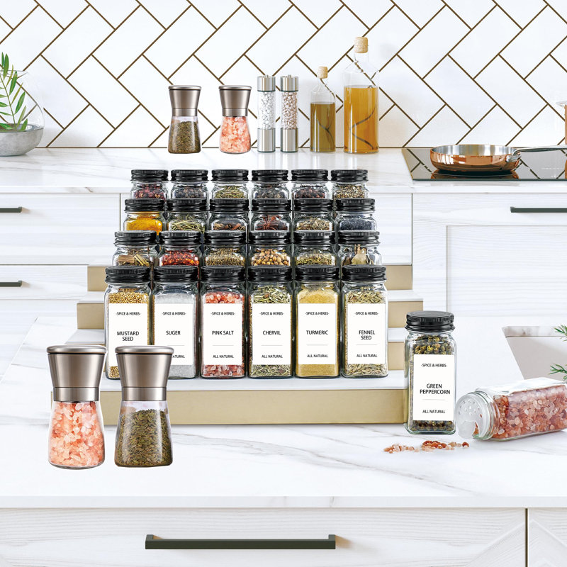 24PCS Spice Jars and 2PCS Pepper Grinder