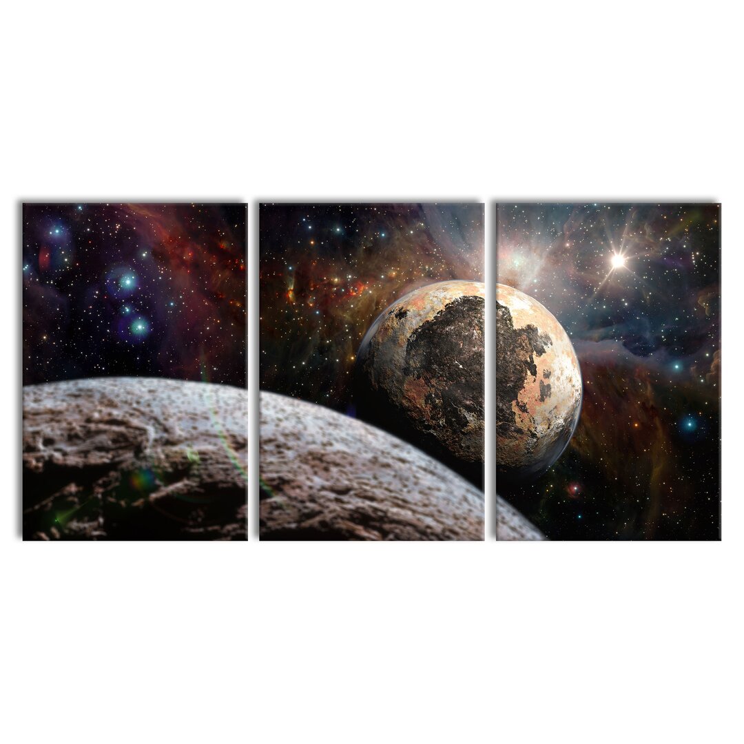 3-tlg. Leinwandbilder-Set Alien Planets in Space