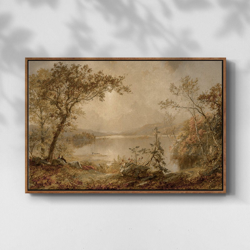 Paysage rétro - DC XXXIV, H 25 po x l 37 po x P 2 po, Toile encadrée noyer flottant