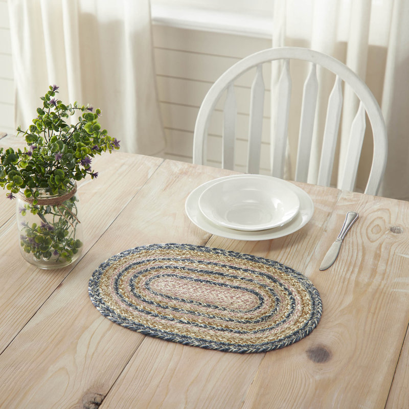 Liseron Jute Geometric Oval Placemat, 10" W x 15" L