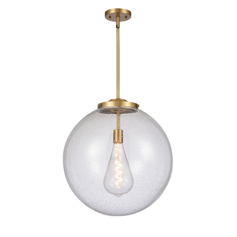 Luminaire suspendu sphère 1 lumière Frederick, H 19 po x l 18 po x P 18 po, Laiton brossé, Grainé