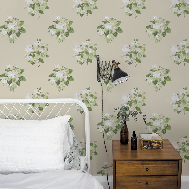 Batres 10m x 53cm Matte Wallpaper Roll, Taupe/White