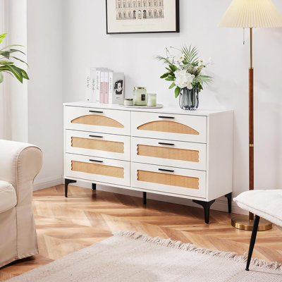 Commode double 6 tiroirs pour la chambre à coucher, commodes blanches et commodes pour le vestiaire