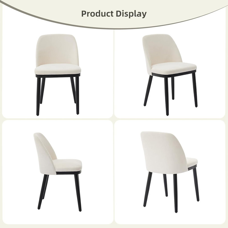 Upholstered Dining Chairs, Modern Kitchen Chairs With Thick Cushions, Beige, 6