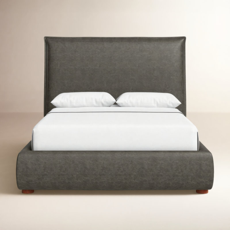 Timothy Upholstered Low Profile Platform Bed, King, Wheat Basketweave, 54