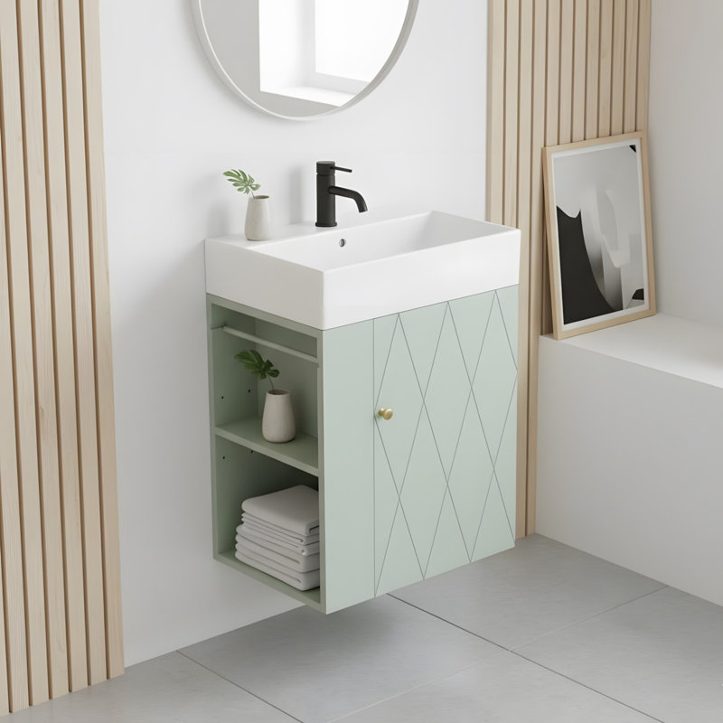 Meuble-lavabo à motif de losanges 20 po, Vert