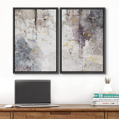 Grunge Abstract Paint Stroke Effect " Grunge Gray Brown Graffiti Strokes " 2 - Pieces