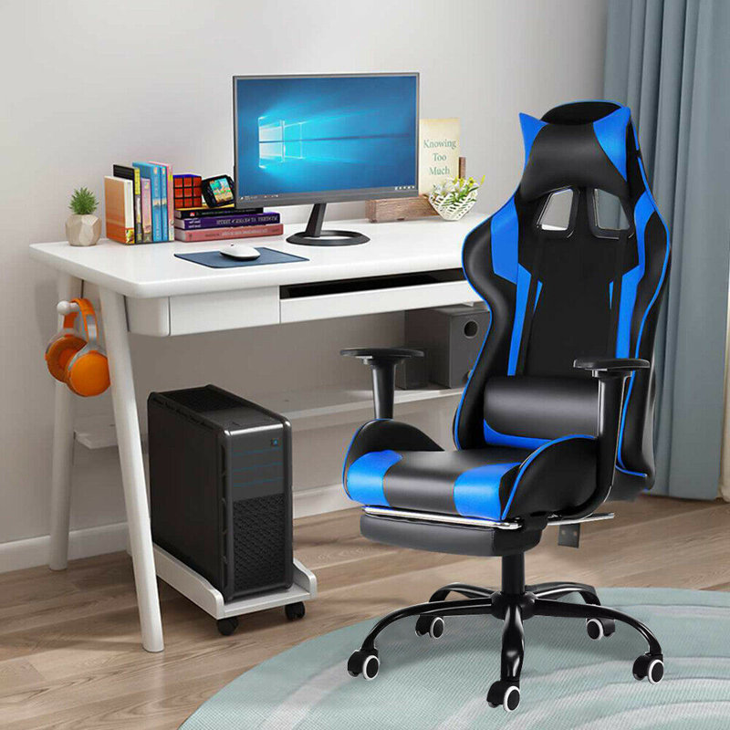 Fauteuil de jeu PC et de course, Bleu
