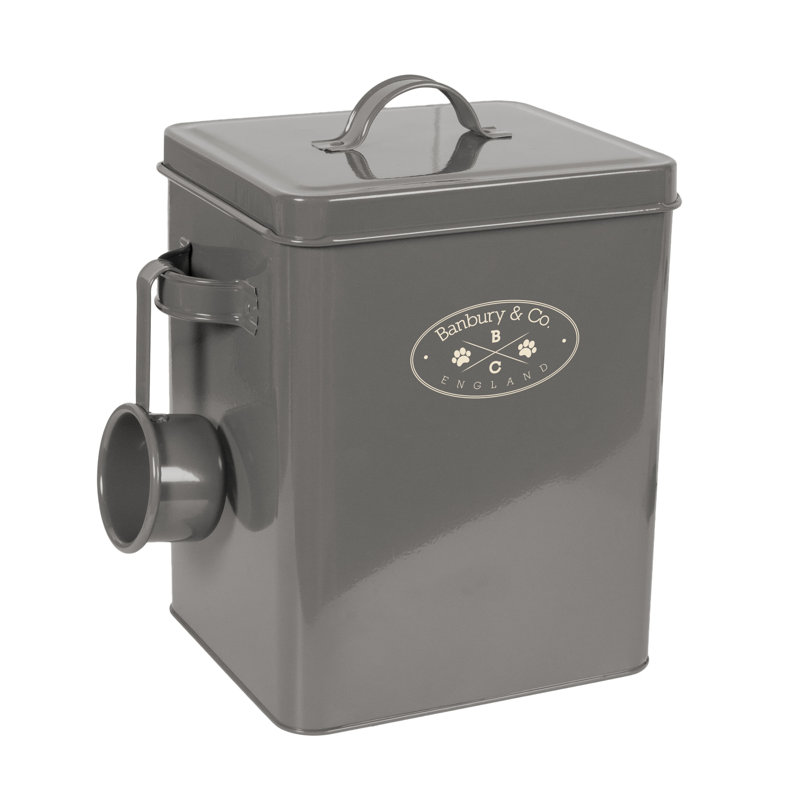 Grey Metal Treat Jar With Latch Lid