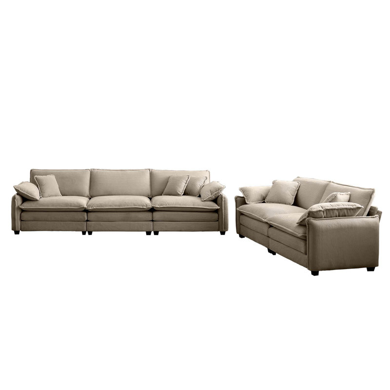 Ensemble de canapé rembourré 5 places avec coussins Anakin, Beige