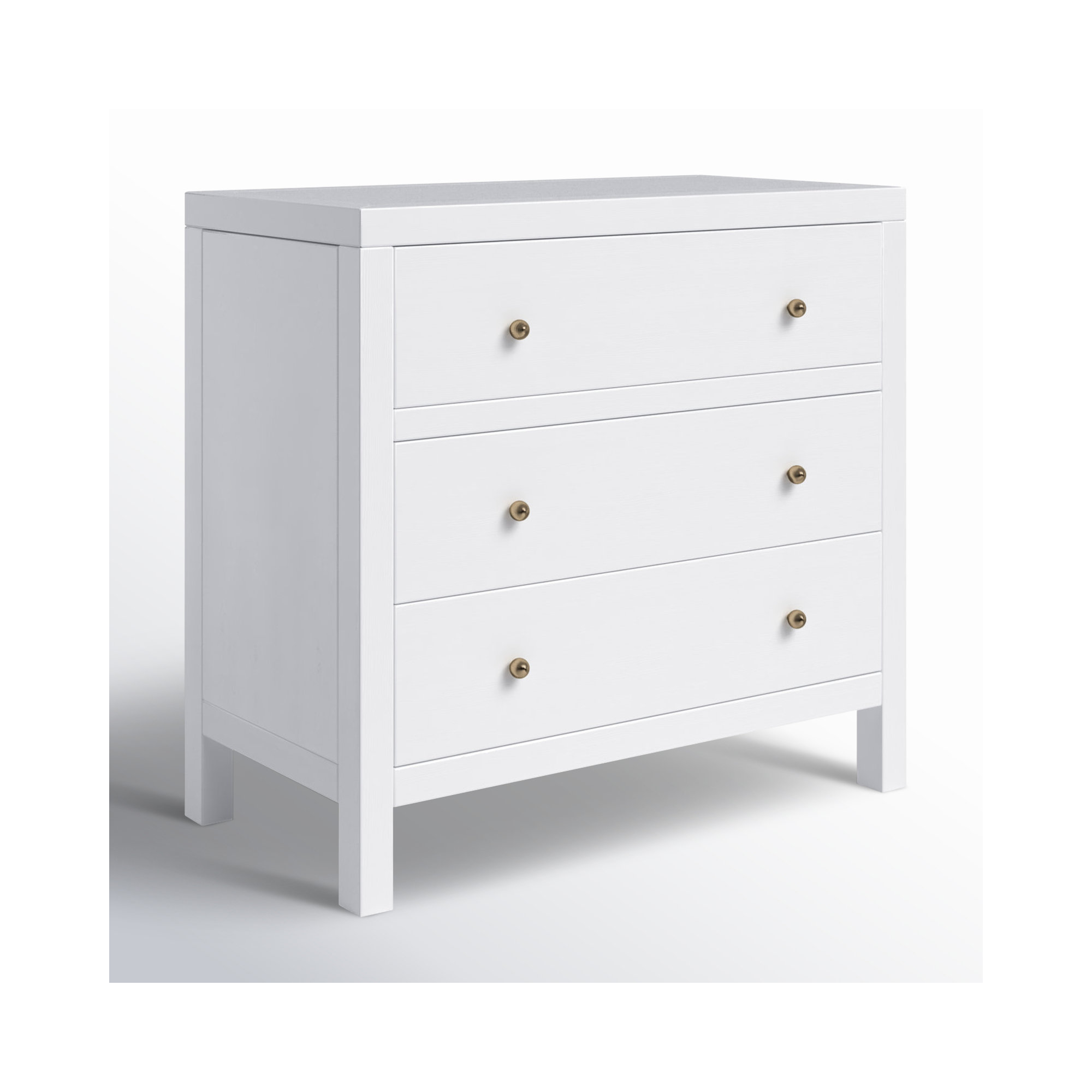 Celine 34" 3-Drawer Nightstand, Textured White