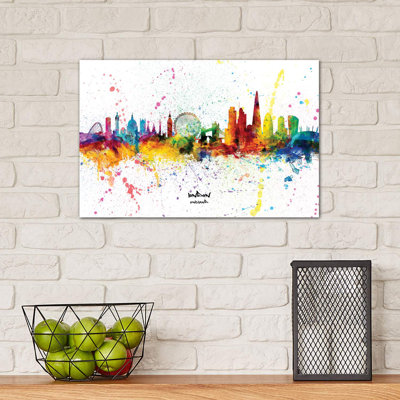 London England Skyline Splash by Michael Tompsett - Wrapped Canvas Print