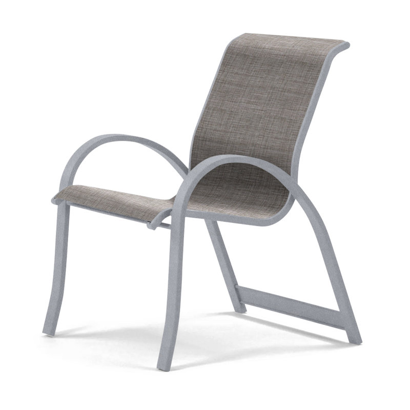 Aruba Stacking Patio Dining Armchair, Augustine Pewter, White